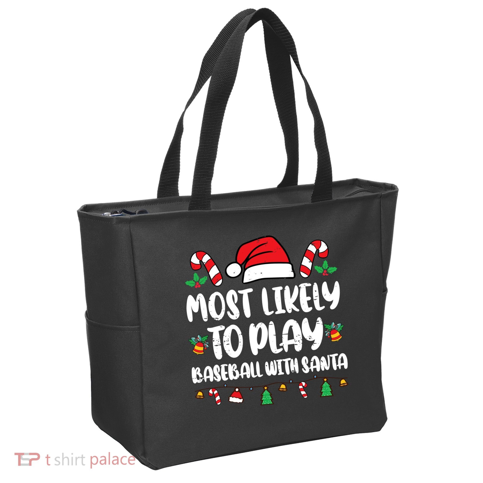 Most Likely To Play Baseball With Santa Family Christmas Tote Bag