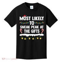 Most Likely To Sneak Peak At The Matching Family Christmas Kids T-Shirt thumb 0