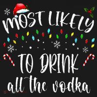 Most Likely To Drink All The Vodka Funny Family Christmas USA-Made Doggie Bandana thumb 2
