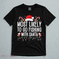 Most Likely To Go Fishing With Santa Fishing Lover Christmas T-Shirt thumb 5