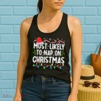 Most Likely To Nap On Christmas Women's Tank Top thumb 2