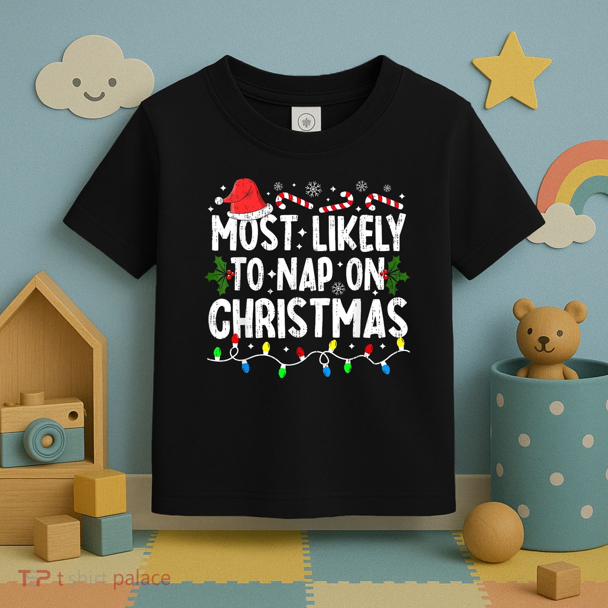 Most Likely To Nap On Christmas Toddler T-Shirt