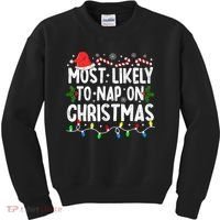 Most Likely To Nap On Christmas Kids Sweatshirt thumb 0