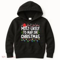 Most Likely To Nap On Christmas Kids Hoodie thumb 0