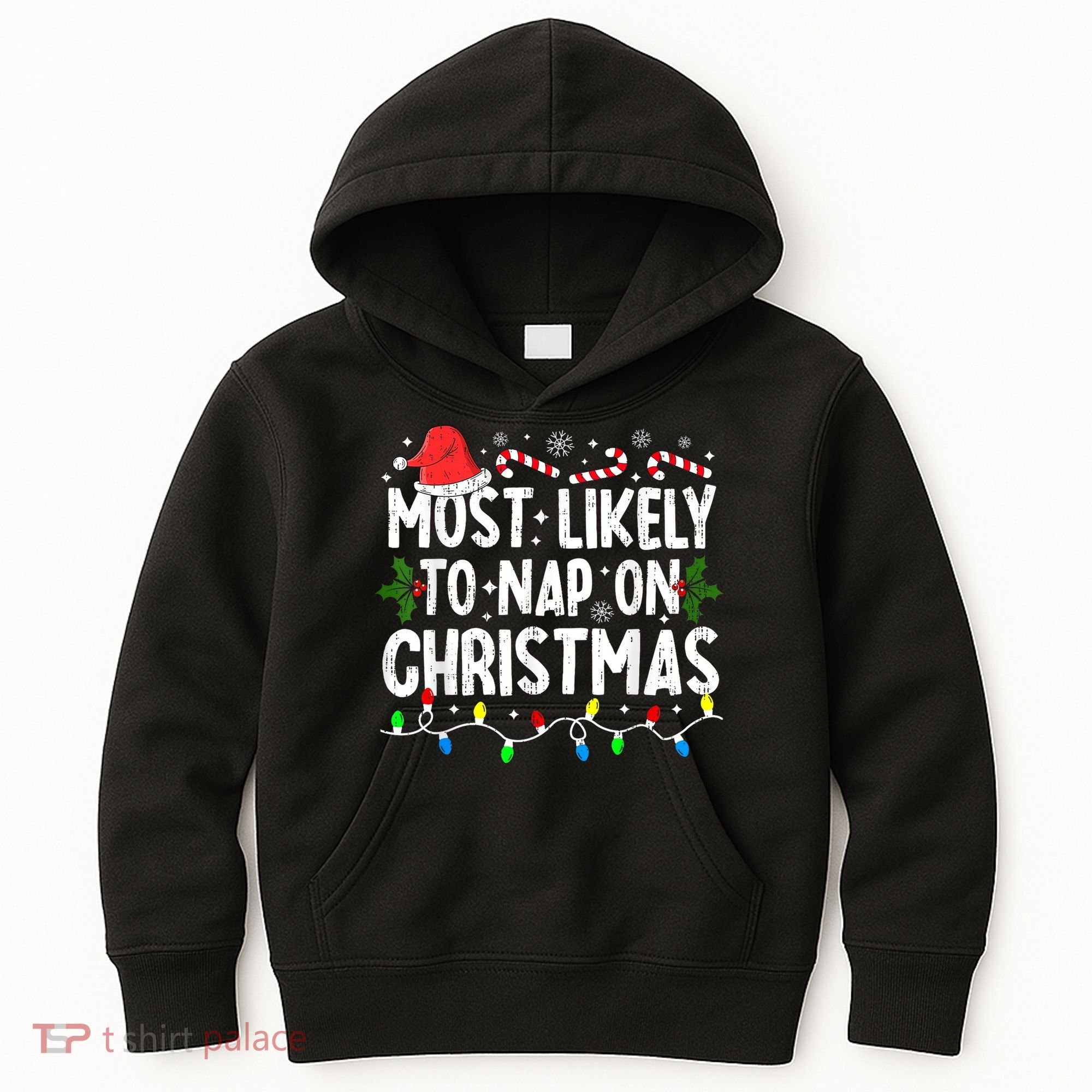 Most Likely To Nap On Christmas Kids Hoodie