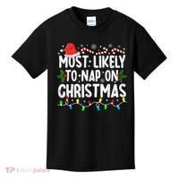 Most Likely To Nap On Christmas Kids T-Shirt thumb 0