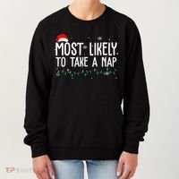 Most Likely To Take A Nap Funny Christmas Women's Sweatshirt thumb 0