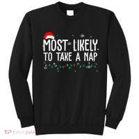 Most Likely To Take A Nap Funny Christmas Sweatshirt thumb 0