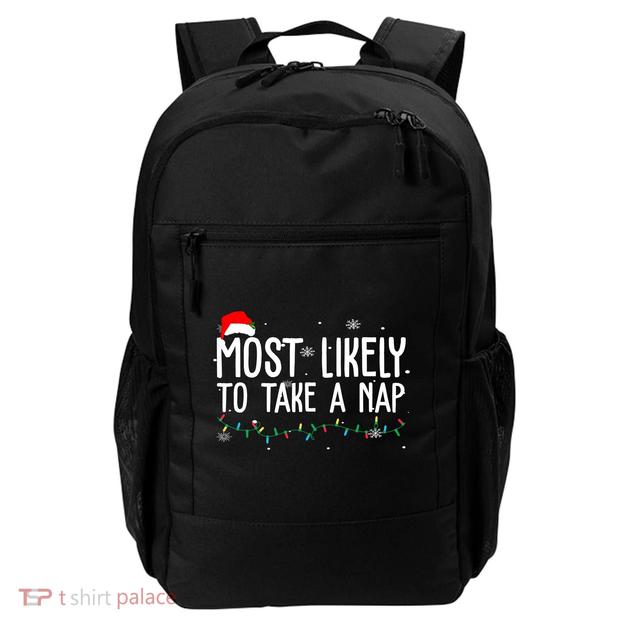 Most Likely To Take A Nap Funny Christmas Backpack