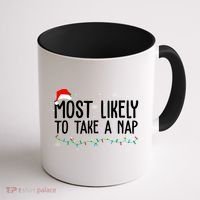 Most Likely To Take A Nap Funny Christmas Coffee Mug thumb 1