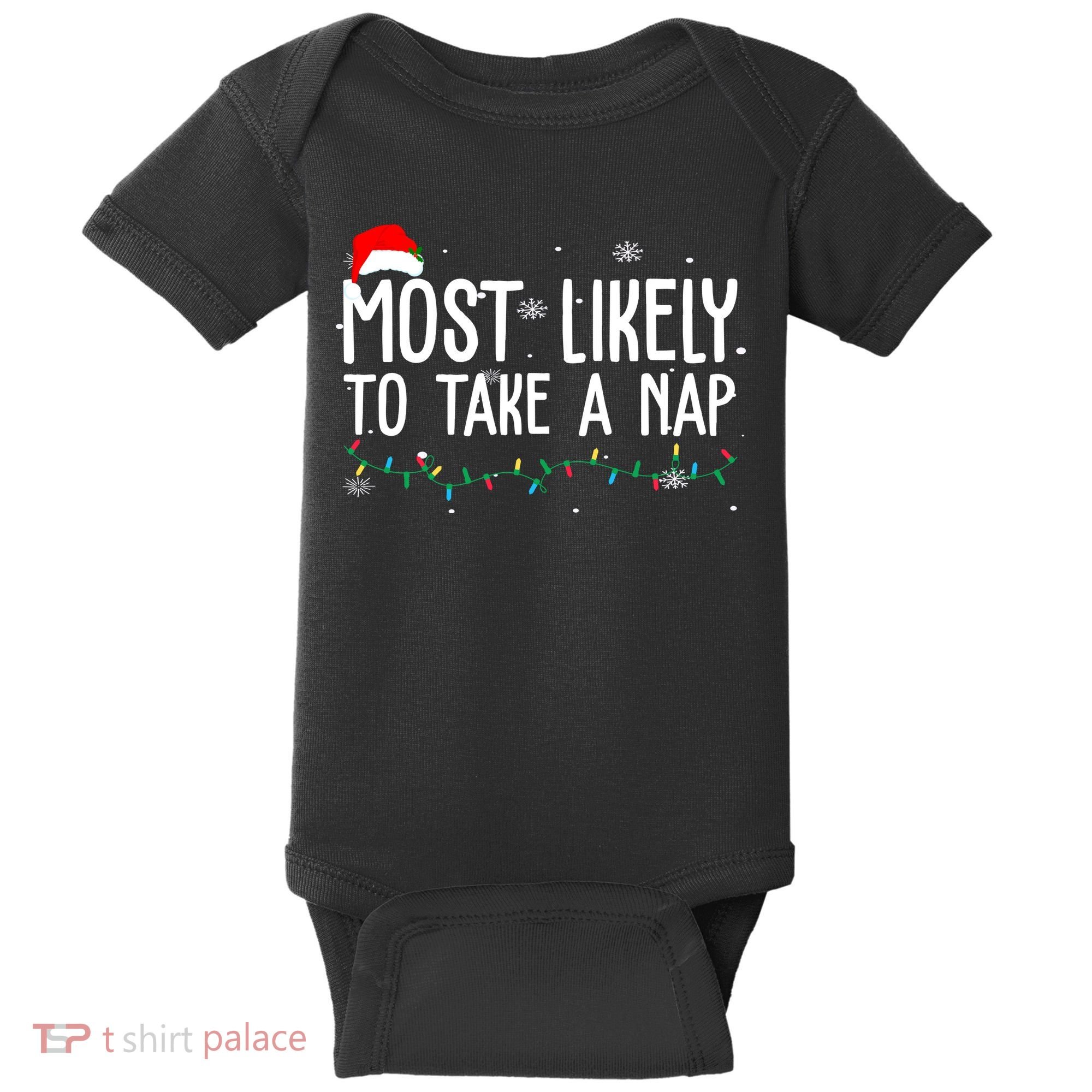 Most Likely To Take A Nap Funny Christmas Baby Bodysuit
