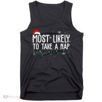 Most Likely To Take A Nap Funny Christmas Tank Top thumb 0