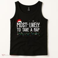 Most Likely To Take A Nap Funny Christmas Tank Top thumb 2