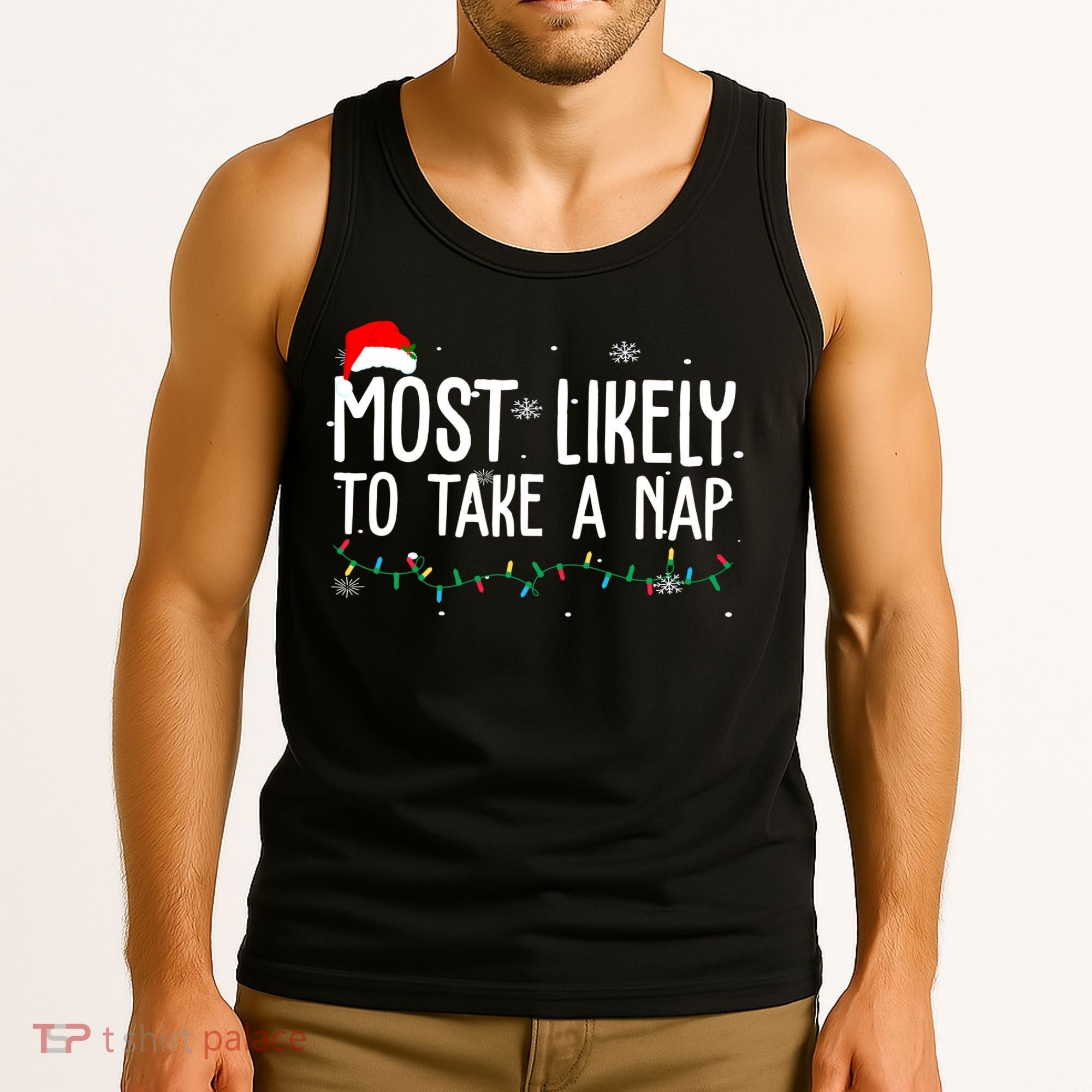Most Likely To Take A Nap Funny Christmas Tank Top