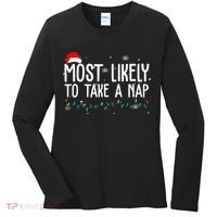Most Likely To Take A Nap Funny Christmas Women's Long Sleeve Shirt thumb 0