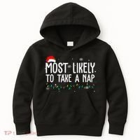 Most Likely To Take A Nap Funny Christmas Kids Hoodie thumb 0