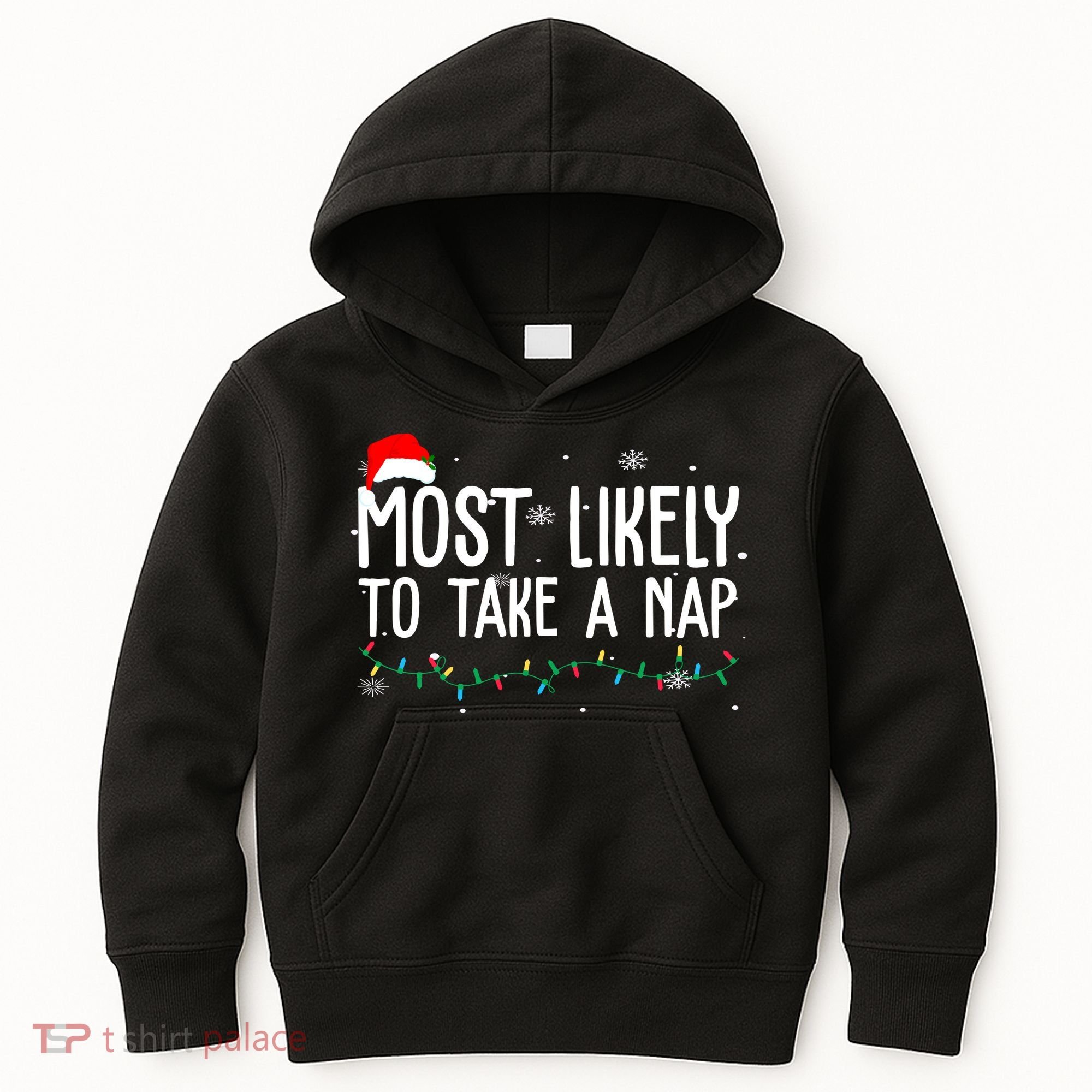 Most Likely To Take A Nap Funny Christmas Kids Hoodie