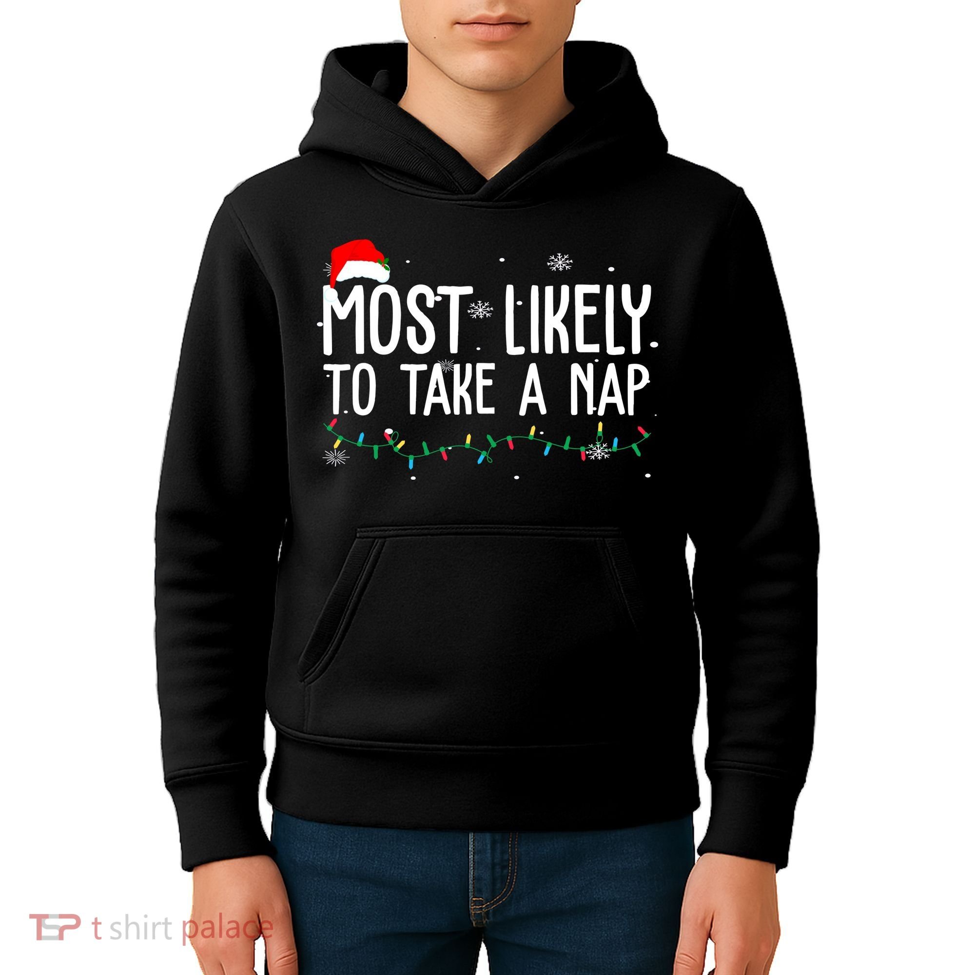 Most Likely To Take A Nap Funny Christmas Kids Hoodie