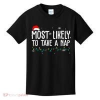 Most Likely To Take A Nap Funny Christmas Kids T-Shirt thumb 0