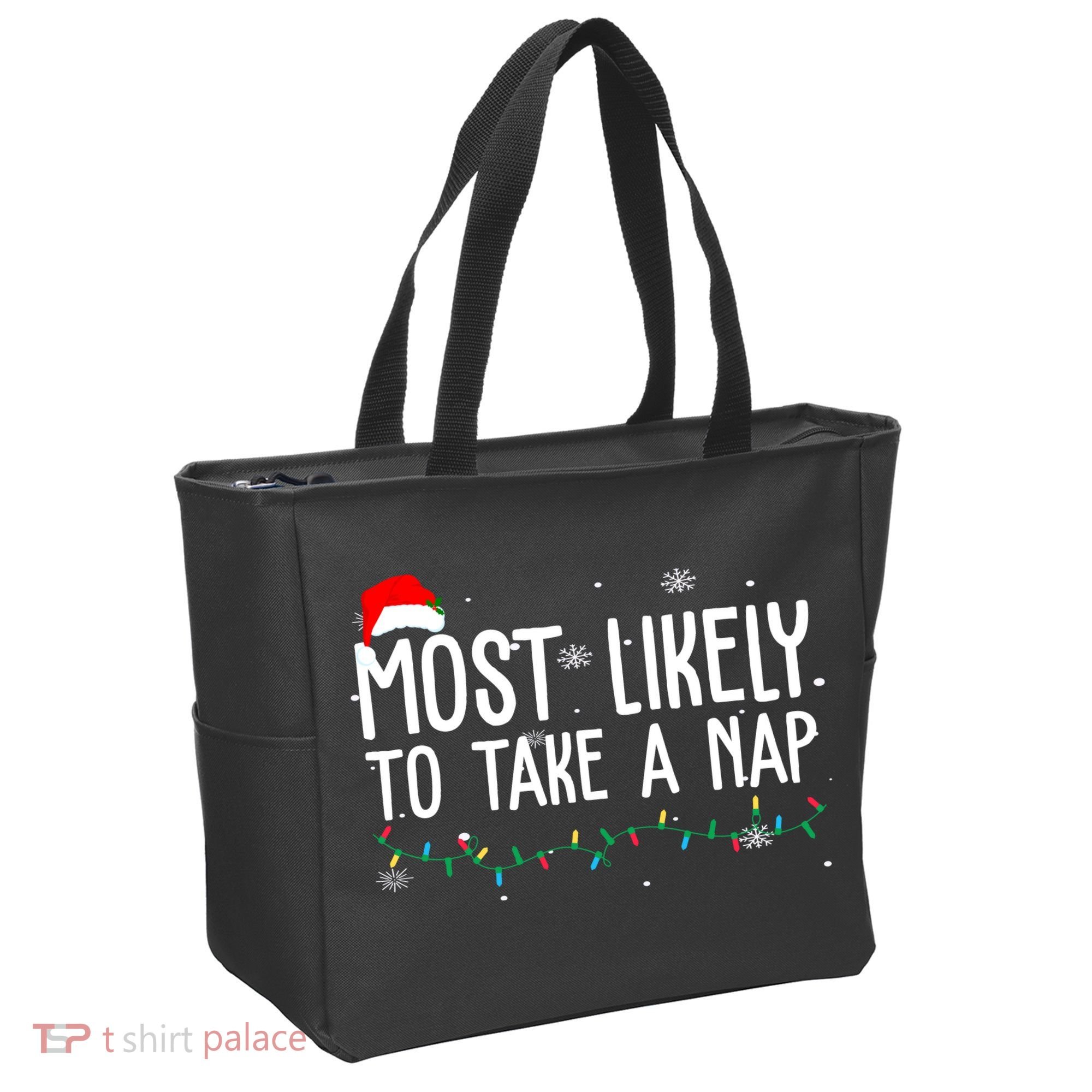 Most Likely To Take A Nap Funny Christmas Tote Bag