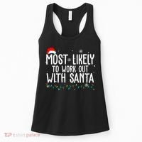 Most Likely To Work Out With Santa Funny Christmas Women's Tank Top thumb 0