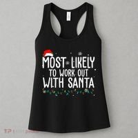 Most Likely To Work Out With Santa Funny Christmas Women's Tank Top thumb 3