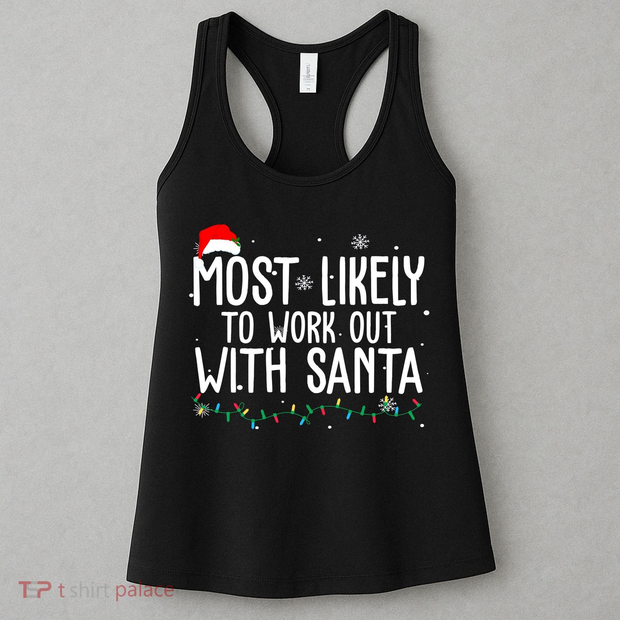Most Likely To Work Out With Santa Funny Christmas Women's Tank Top