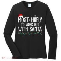 Most Likely To Work Out With Santa Funny Christmas Women's Long Sleeve Shirt thumb 0