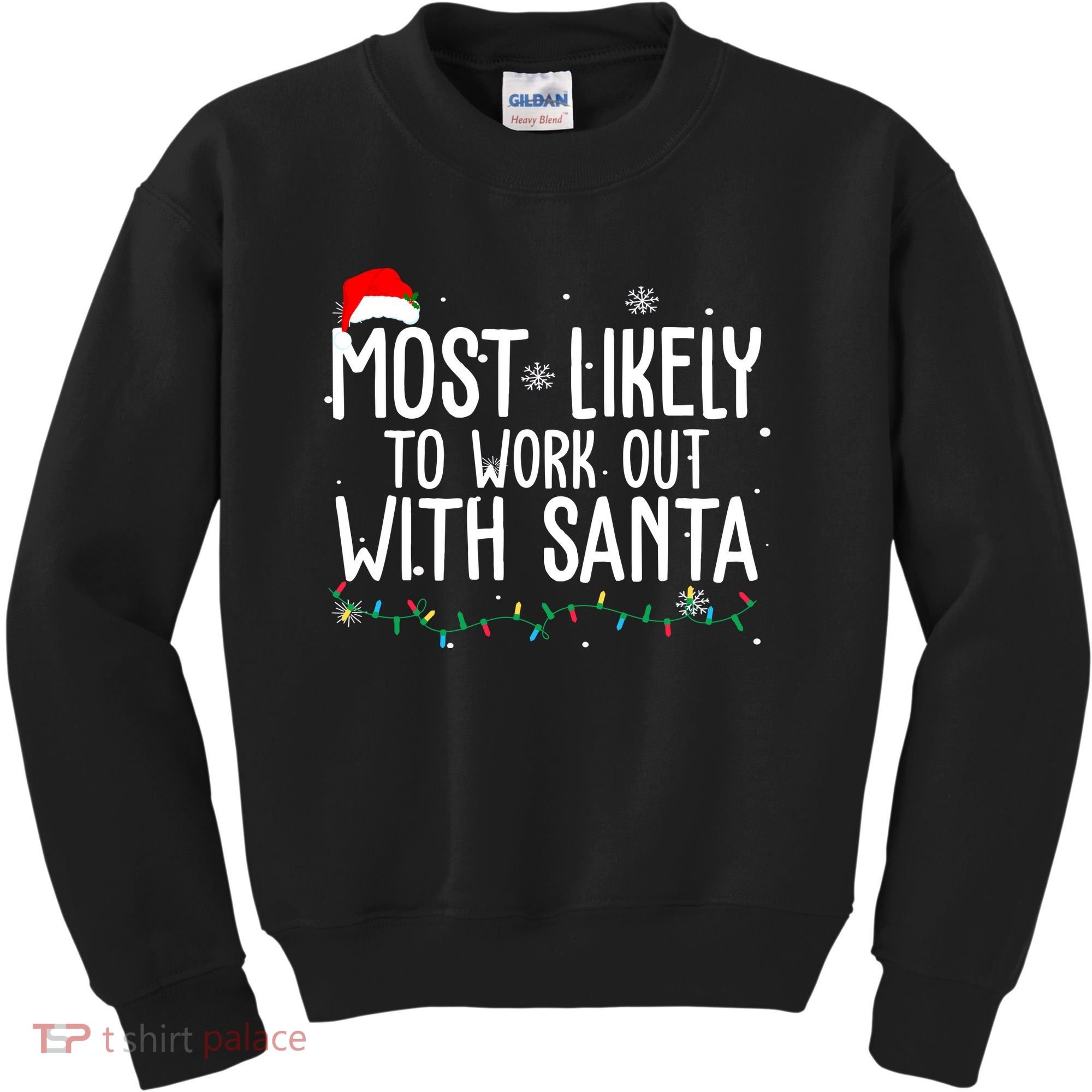 Most Likely To Work Out With Santa Funny Christmas Kids Sweatshirt