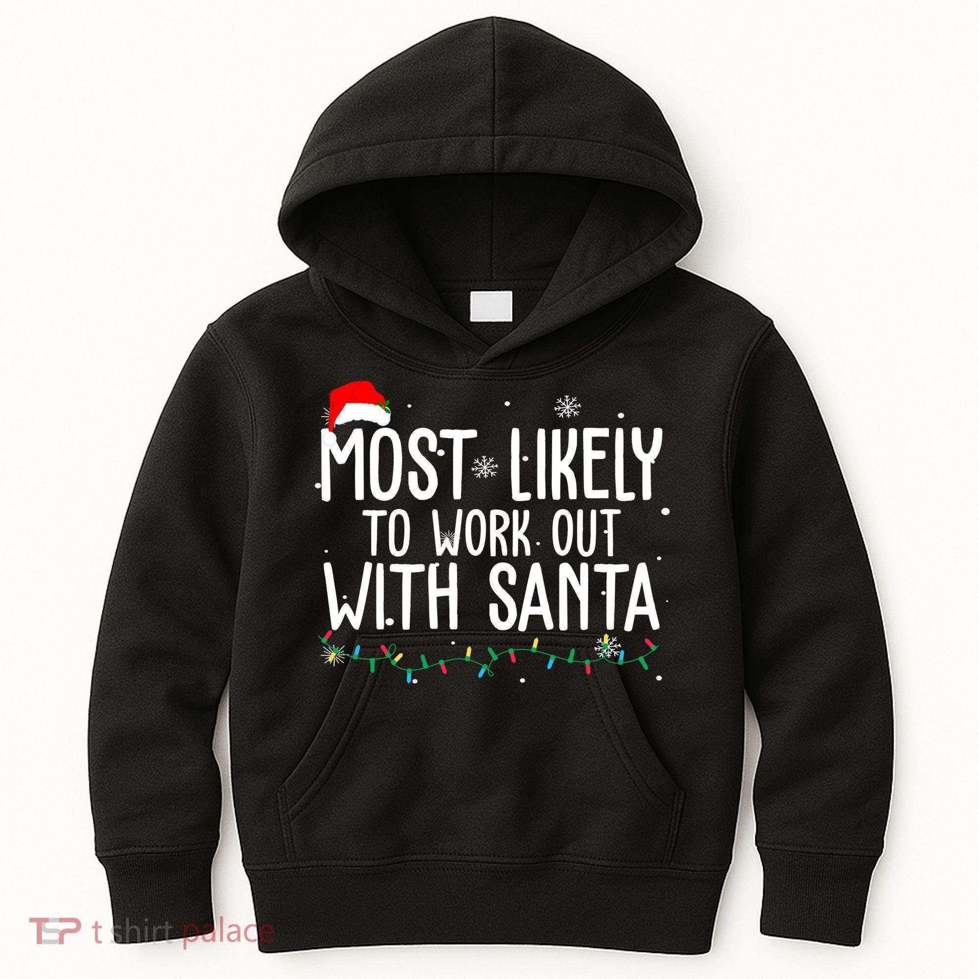 Most Likely To Work Out With Santa Funny Christmas Kids Hoodie