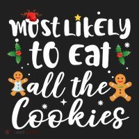 Most Likely To Eat All The Cookies Funny Christmas Women's Sweatshirt thumb 2