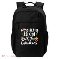 Most Likely To Eat All The Cookies Funny Christmas Backpack thumb 0