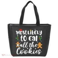 Most Likely To Eat All The Cookies Funny Christmas Tote Bag thumb 0