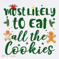 Most Likely To Eat All The Cookies Funny Christmas Polo thumb 3