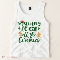 Most Likely To Eat All The Cookies Funny Christmas Tank Top thumb 2