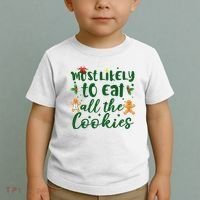 Most Likely To Eat All The Cookies Funny Christmas Toddler T-Shirt thumb 2