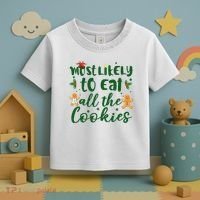 Most Likely To Eat All The Cookies Funny Christmas Toddler T-Shirt thumb 3