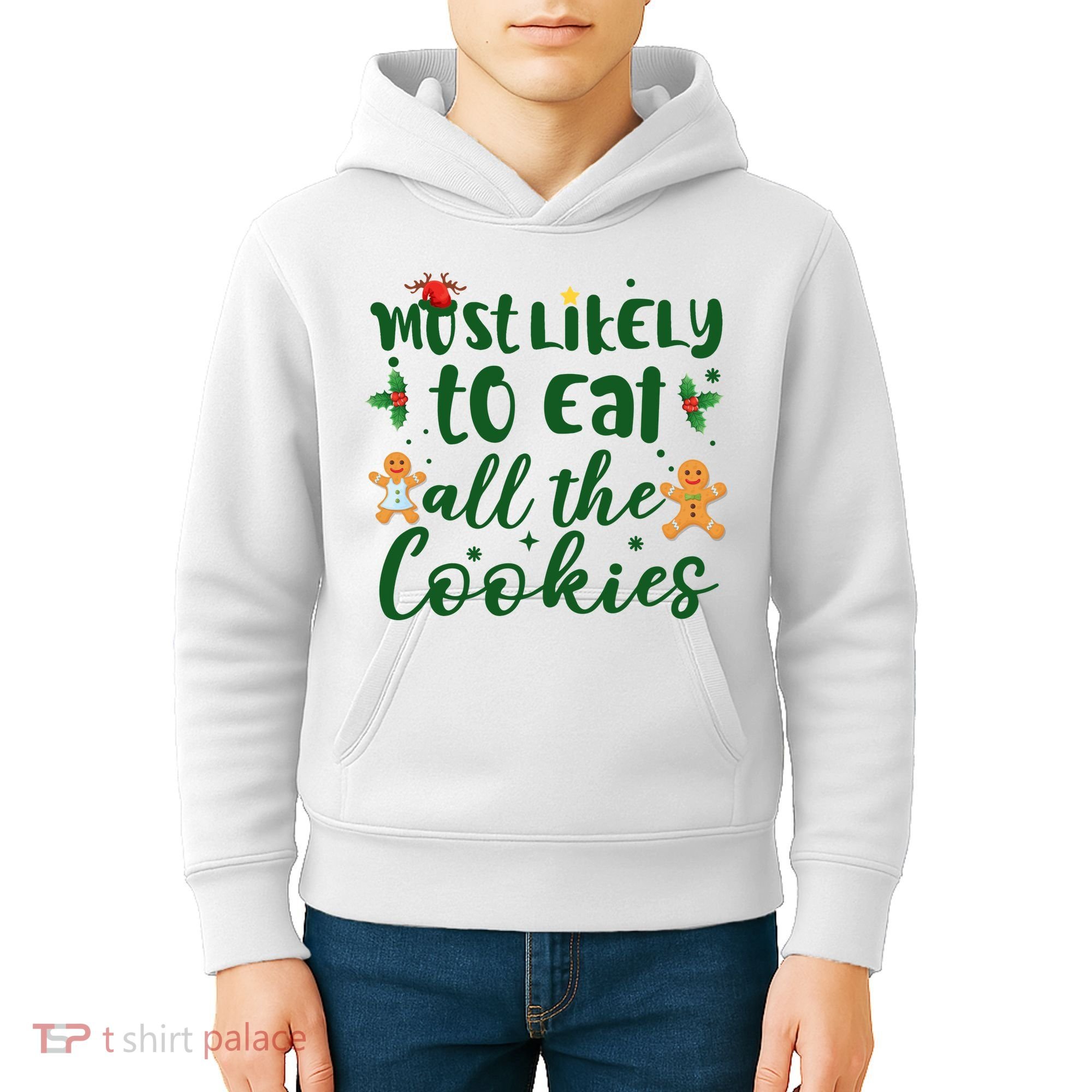 Most Likely To Eat All The Cookies Funny Christmas Kids Hoodie