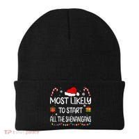 Most Likely To Start All The Shenanigans Family Christmas Beanie thumb 0