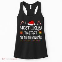 Most Likely To Start All The Shenanigans Family Christmas Women's Tank Top thumb 0