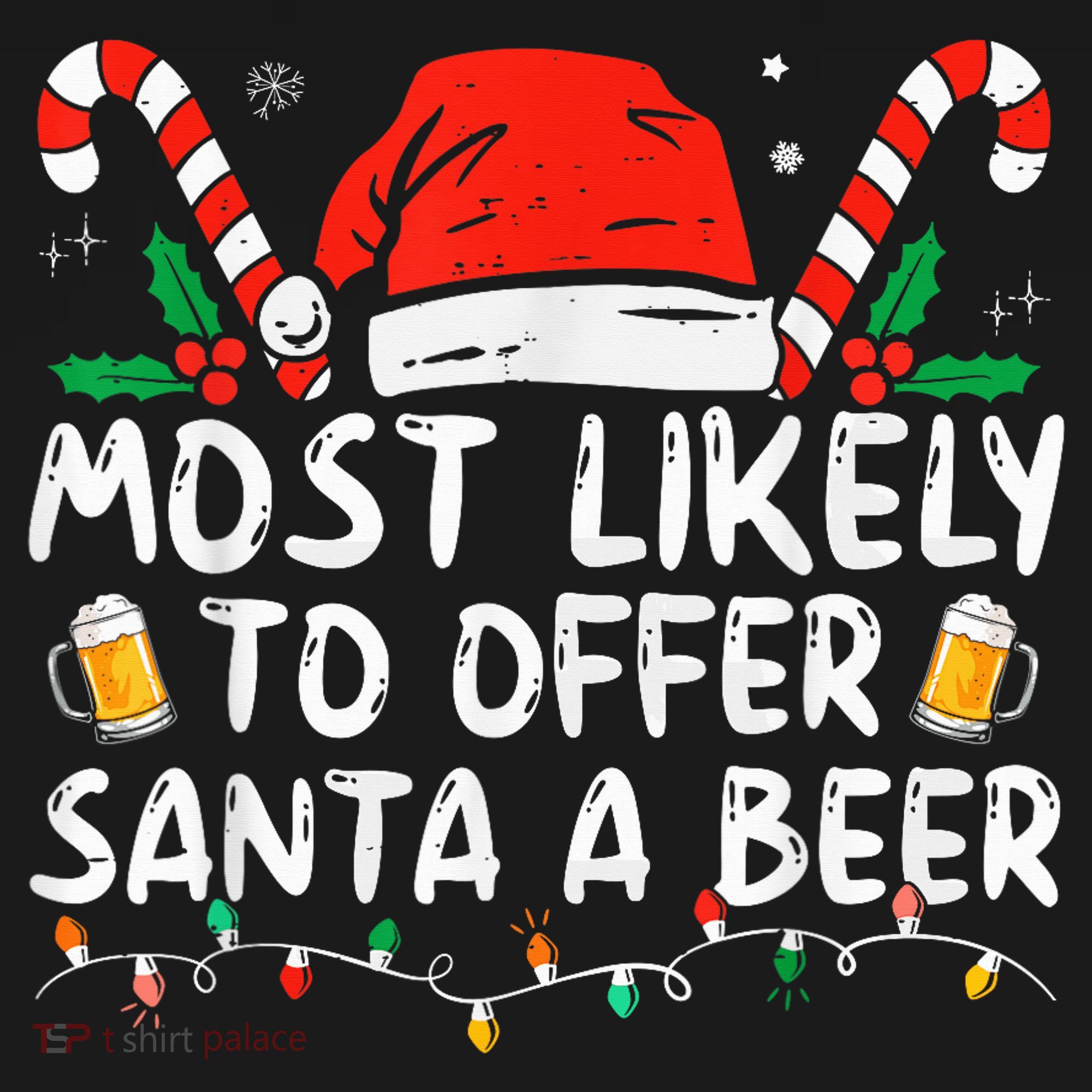 Most Likely To Offer Santa A Beer Funny Drinking Christmas Women's Tank Top