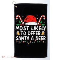 Most Likely To Offer Santa A Beer Funny Drinking Christmas Golf Towel thumb 0