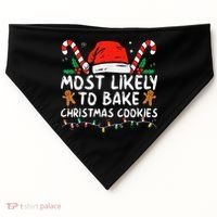 Most Likely To Bake Christmas Cookies Funny Baker Christmas USA-Made Doggie Bandana thumb 0
