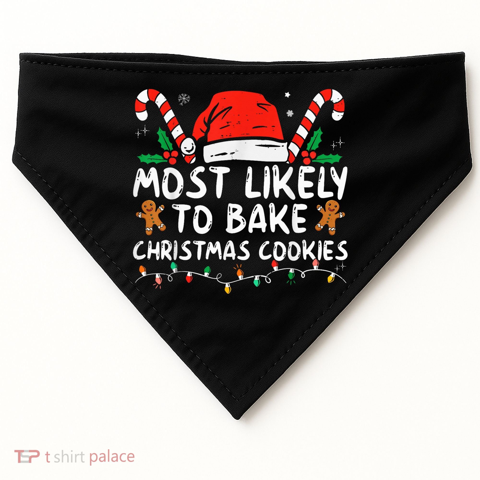 Most Likely To Bake Christmas Cookies Funny Baker Christmas USA-Made Doggie Bandana
