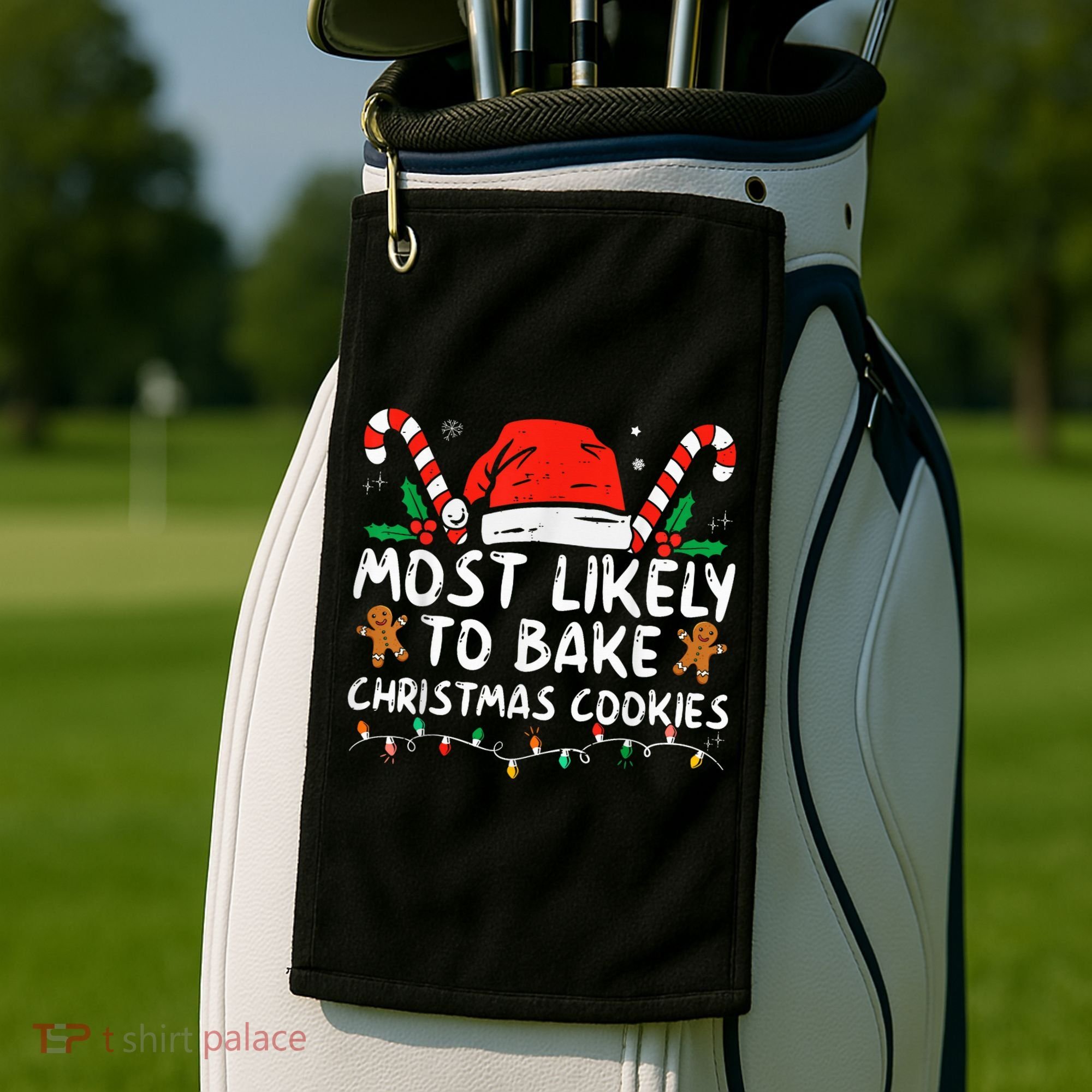 Most Likely To Bake Christmas Cookies Funny Baker Christmas Golf Towel