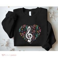 Music Lover Treble Clef Heart Music Notes Musician Music Sweatshirt thumb 2
