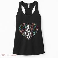 Music Lover Treble Clef Heart Music Notes Musician Music Women's Tank Top thumb 0