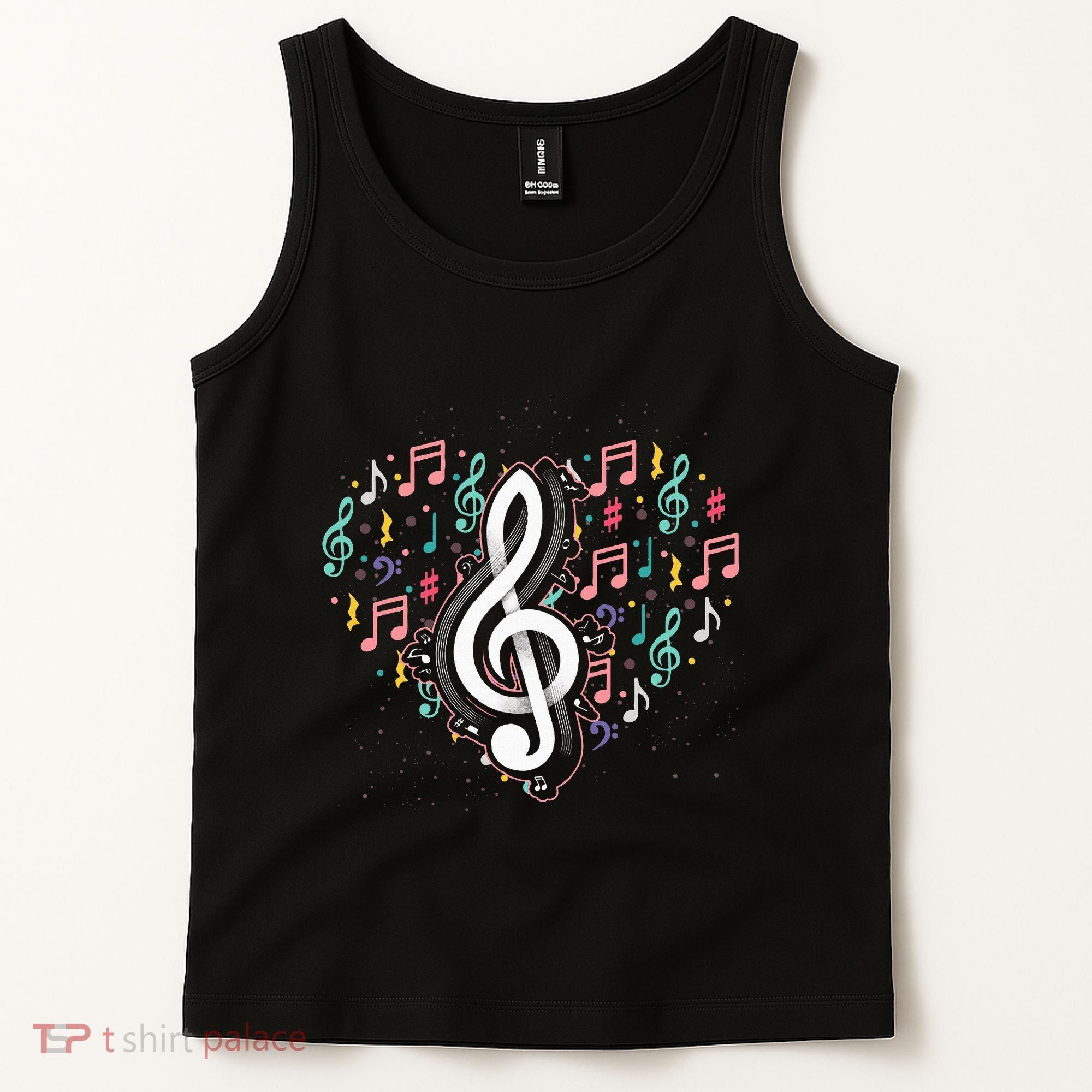 Music Lover Treble Clef Heart Music Notes Musician Music Tank Top