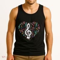 Music Lover Treble Clef Heart Music Notes Musician Music Tank Top thumb 3