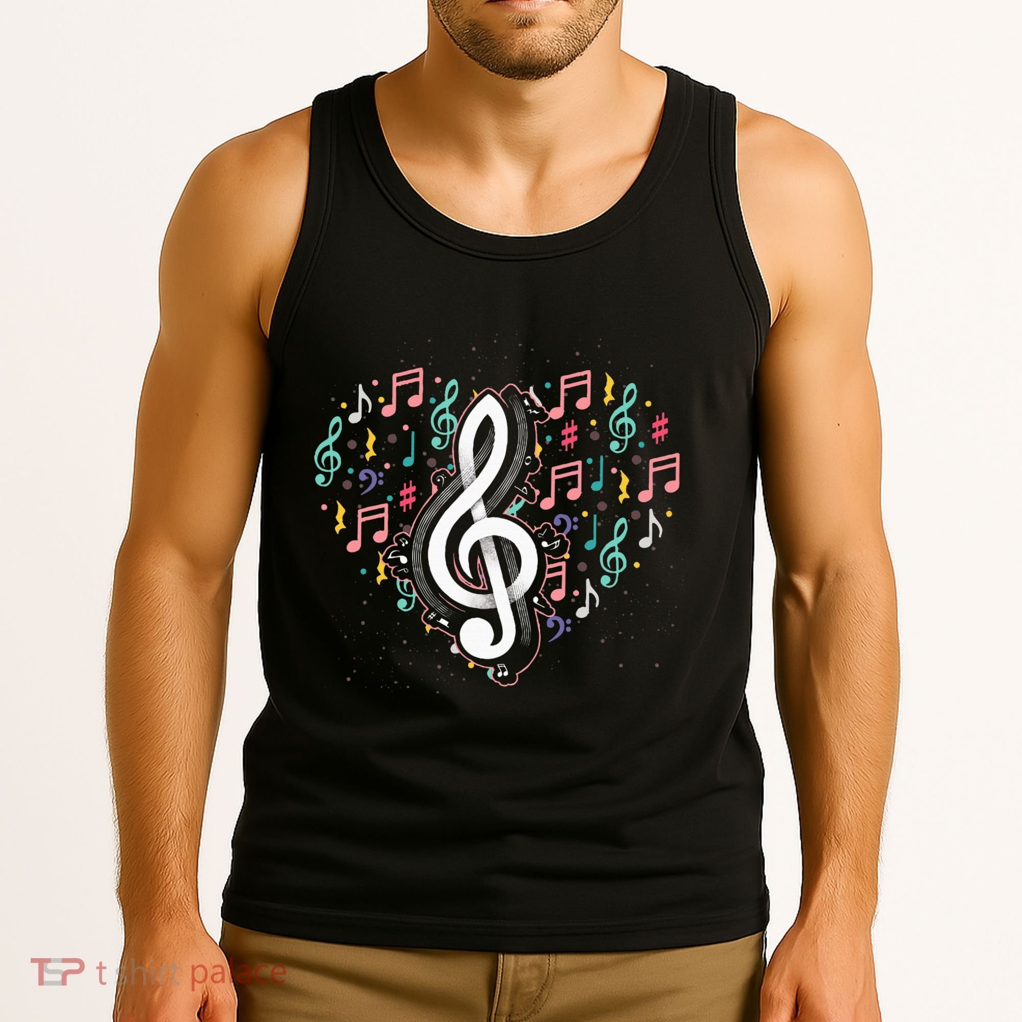 Music Lover Treble Clef Heart Music Notes Musician Music Tank Top